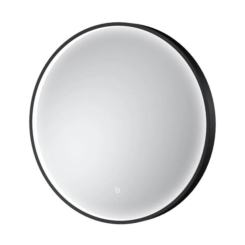 Nuie Mensa Black Frame Led Mirror - 600mm Contemporary Aluminium 600x600x47mm
