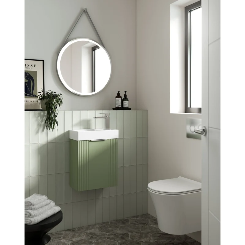 Nuie Framed Led Touch Sensor Mirrors 600mm Round Illuminated Mirror Contemporary Chrome Aluminium 600x600x40mm