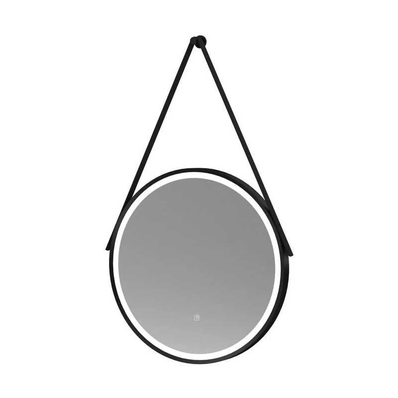 Nuie Framed Led Touch Sensor Mirrors 600mm Round Illuminated Mirror Contemporary Matt Black Aluminium 600x600x40mm