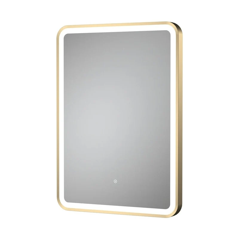 Nuie Framed Led Touch Sensor Mirrors 700 X 500 Brushed Brass Framed Mirror Contemporary Aluminium 700x500x33mm