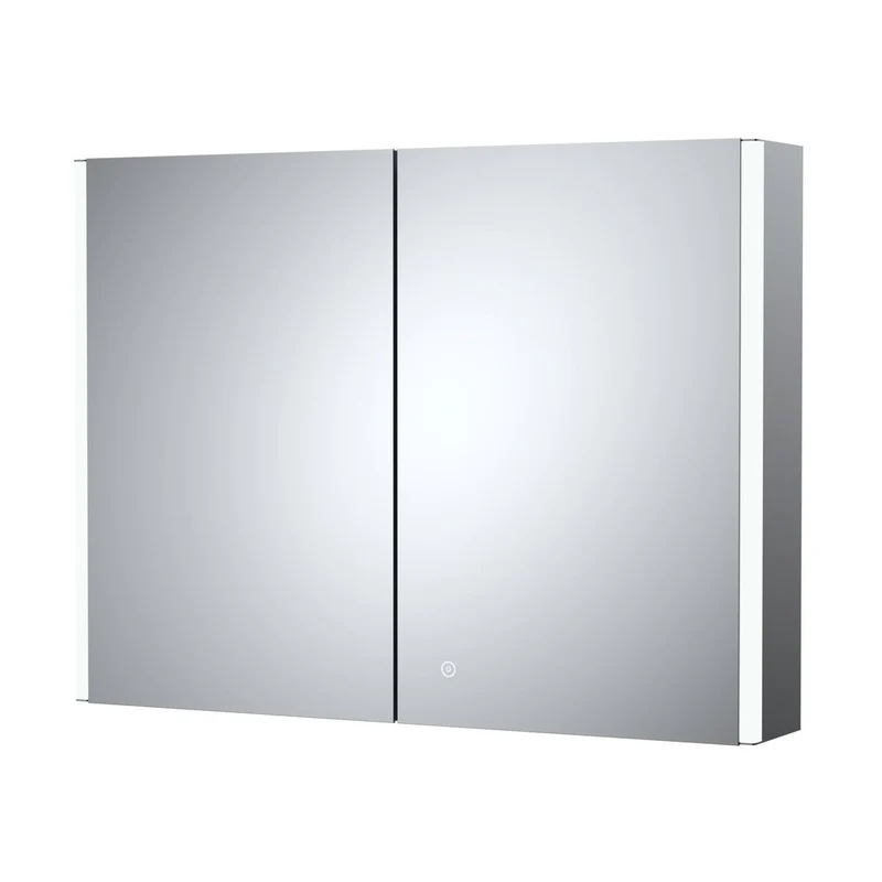 Nuie Double Door Mirror Cabinets 800mm Mirror Cabinet Contemporary Silver Aluminium 600x800x140mm