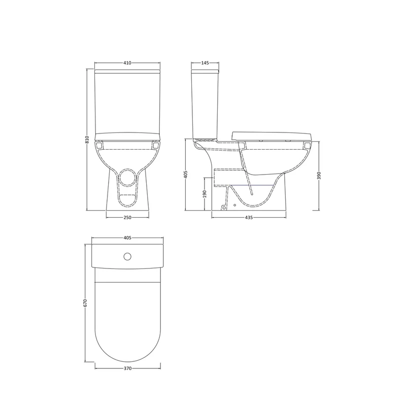 Nuie Asselby Close Coupled Wc Contemporary White Vitreous China 810x410x670mm