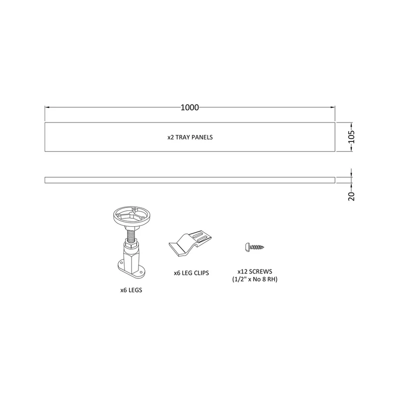 Nuie Leg Sets And Plinths Leg Set & Plinth Kit (1000 Plinth X 2) Contemporary European White ABS 12x105x12mm