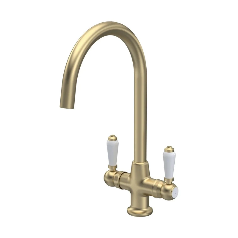 Nuie Cruciform Sink Mixer Lever Traditional Brushed Brass Brass 375x160x220mm