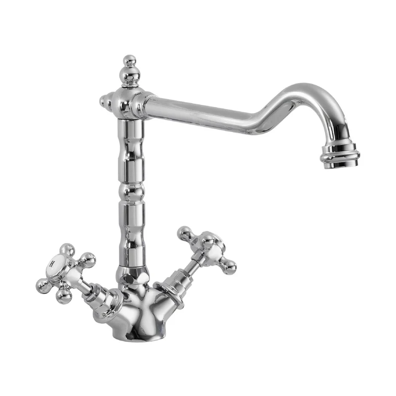 Nuie French Classic Mono Sink Mixer Traditional Chrome Brass 240x190x230mm