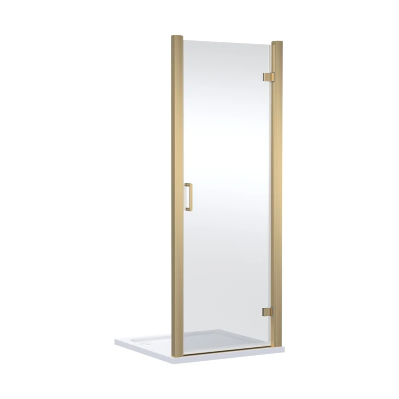 Nuie Lucie 800mm Hinged Shower Door- Brushed Brass Contemporary Aluminium,glass 1900x790x31mm