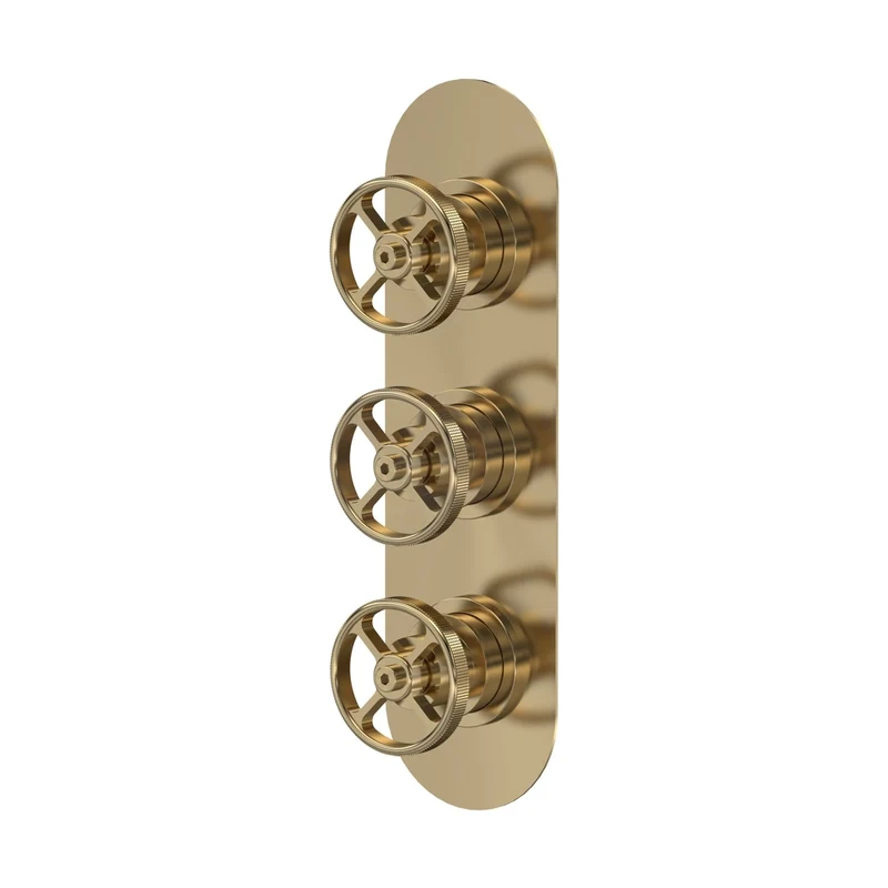 Nuie 2 Outlet Valves Triple Valve Traditional Brushed Brass Brass ABS 280x80x136mm