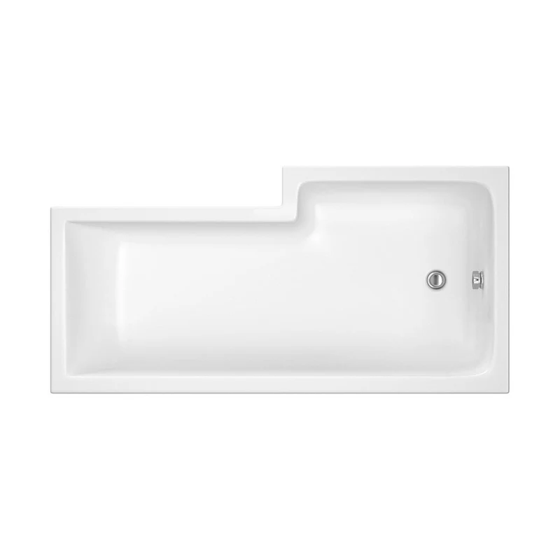 Nuie 1700mm Left Hand Square Shower Bath Contemporary White Acrylic