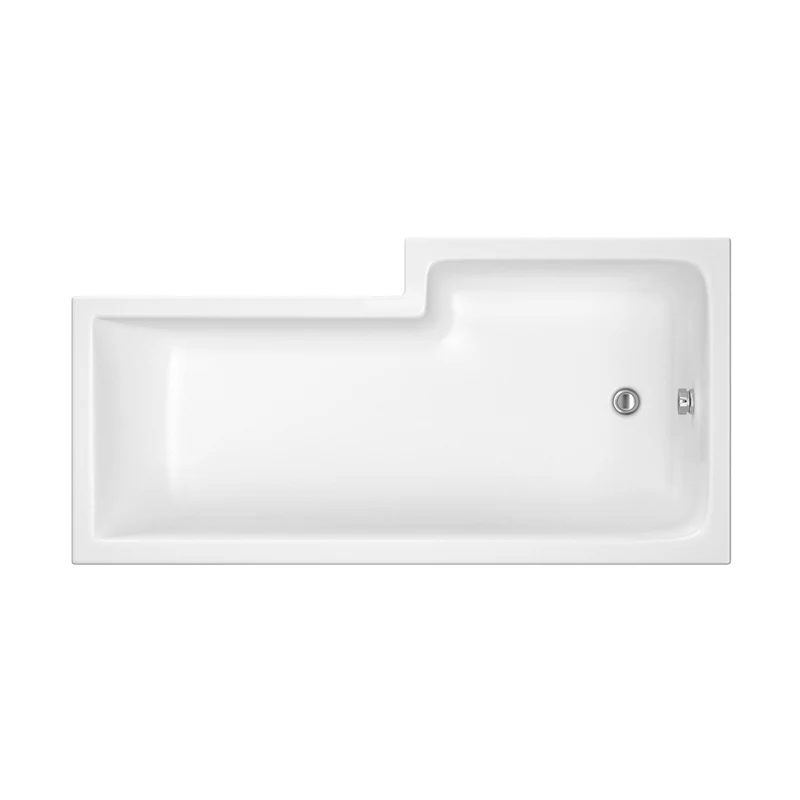 Nuie 1500mm Left Hand Square Shower Bath Contemporary White Acrylic 390x850x390mm
