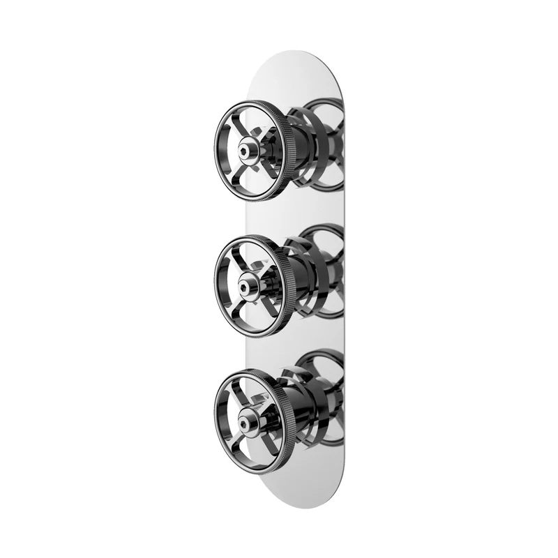 Nuie 2 Outlet Valves Triple Valve Traditional Chrome Brass ABS 280x80x143mm