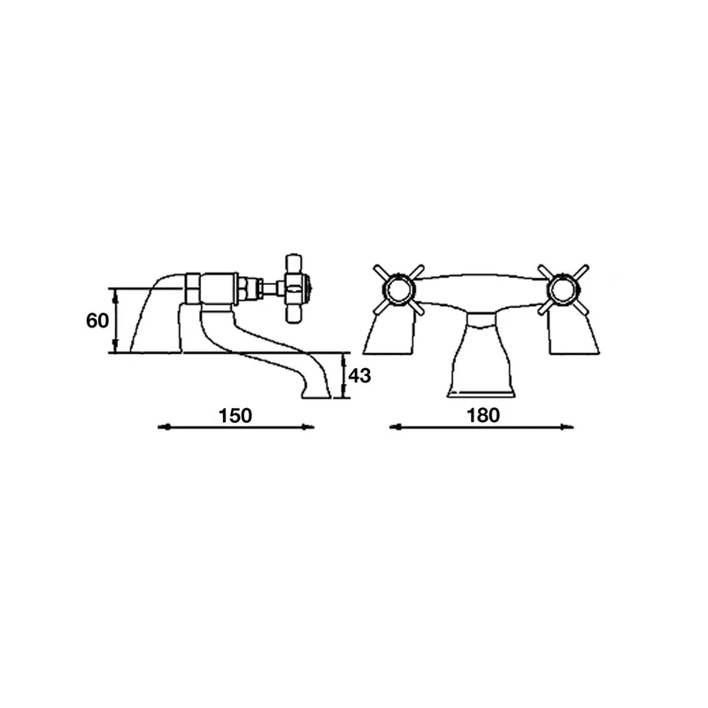 Nuie Beaumont Bath Filler Traditional Chrome Brass 100x220x180mm
