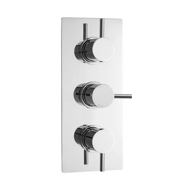 Nuie Triple Thermostatic Shower Valve Contemporary Chrome Brass ABS 280x120x135mm