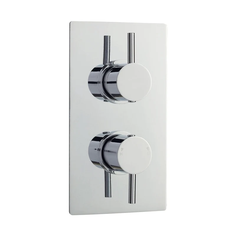 Nuie Twin Thermostatic Shower Valve With Diverter Contemporary Chrome Brass ABS 215x120x135mm