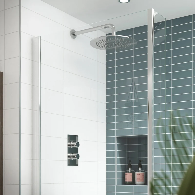 Nuie Twin Thermostatic Shower Valve Contemporary Chrome Brass ABS 215x120x135mm