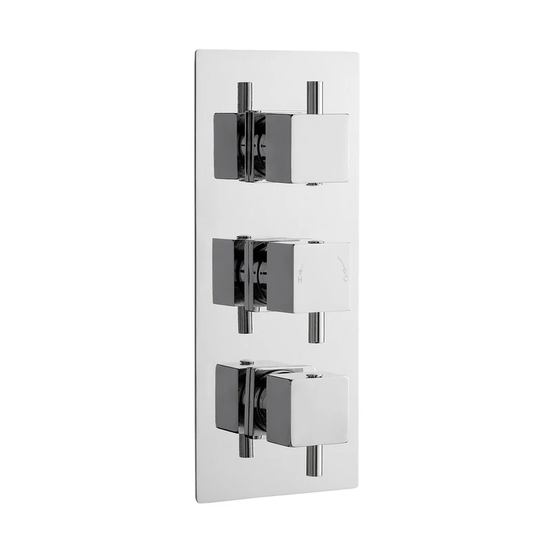 Nuie Triple Thermostatic Shower Valve Contemporary Chrome Brass ABS 280x120x136mm