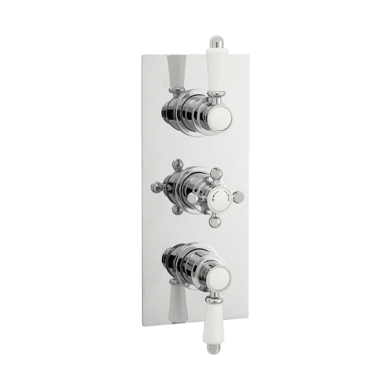 Nuie Victorian Triple Thermostatic Shower Valve Traditional Chrome Brass ABS 280x120x135mm - ITY315