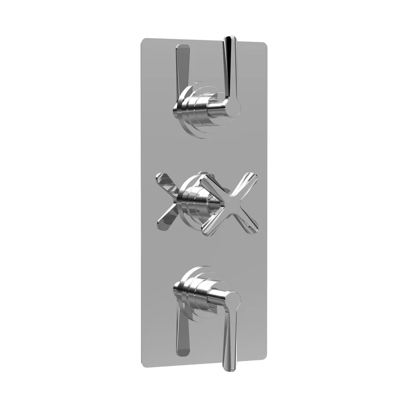 Nuie Aztec Triple Thermostatic Shower Valve Contemporary Chrome Brass ABS 280x120x136mm
