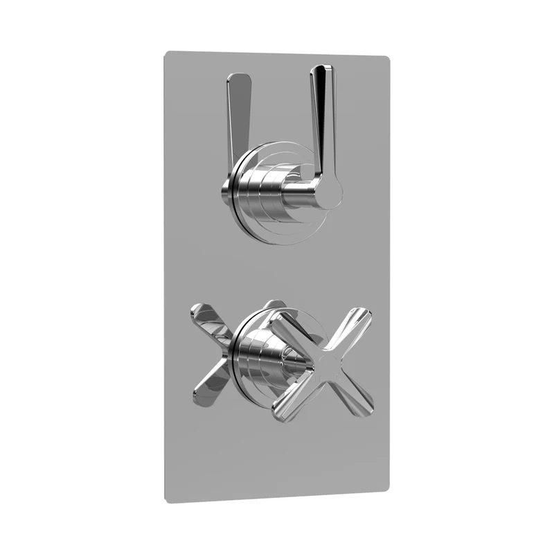 Nuie Aztec Twin Thermostatic Shower Valve Contemporary Chrome Brass ABS 215x120x138mm