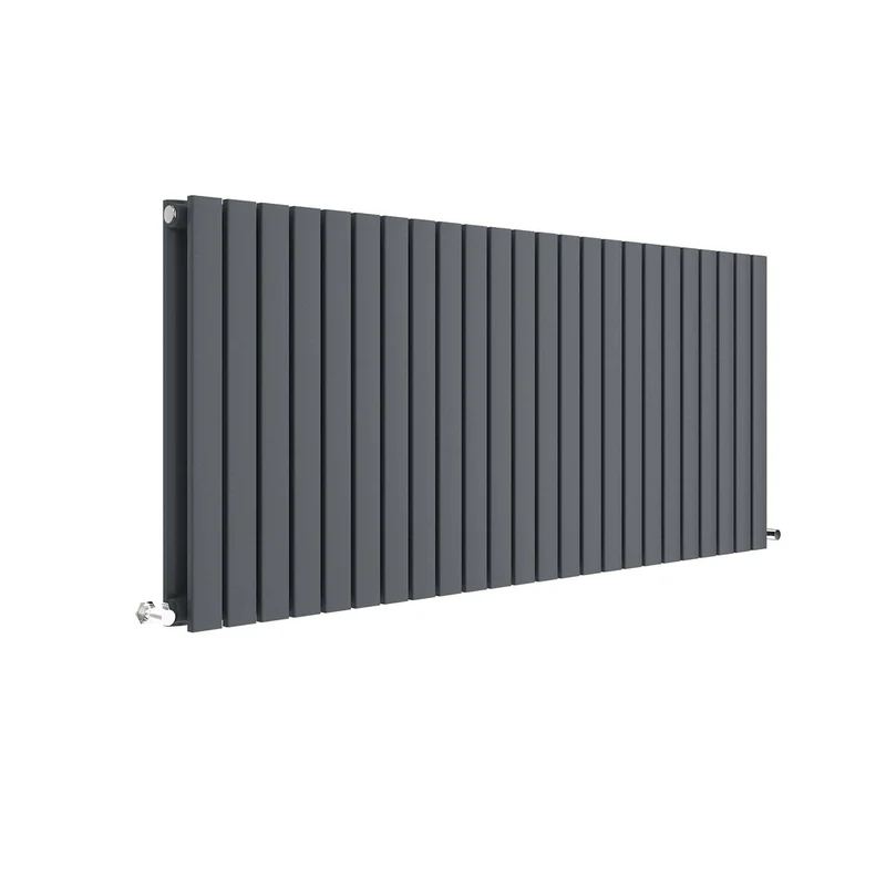 Nuie Sloane Horizontal Double Panel Radiator 600 X 1398 Contemporary Anthracite Steel 600x1398x72mm