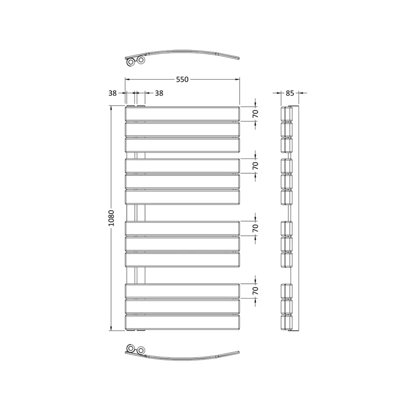 Nuie Elgin Heated Towel Rail Contemporary Anthracite Steel 1080x550x85mm