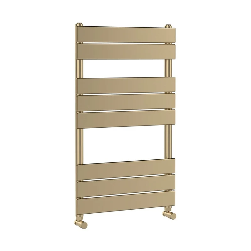 Nuie Piazza Square Flat Towel Radiator 840x500 Contemporary Brushed Brass Steel 840x500x30mm