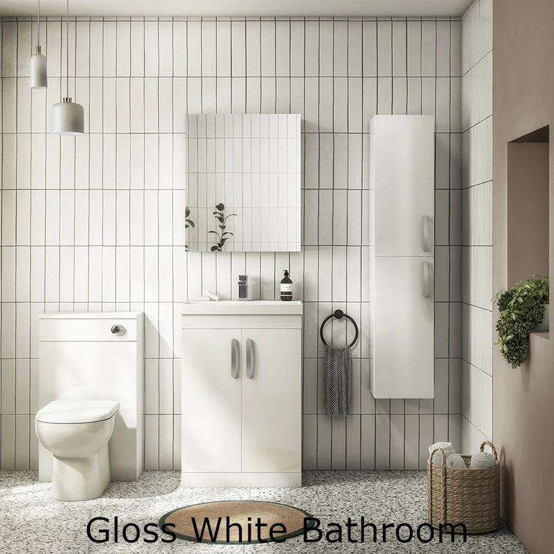 Cape 800mm Floor Standing 2 Drawer Vanity Unit & Minimalist Basin - Gloss White