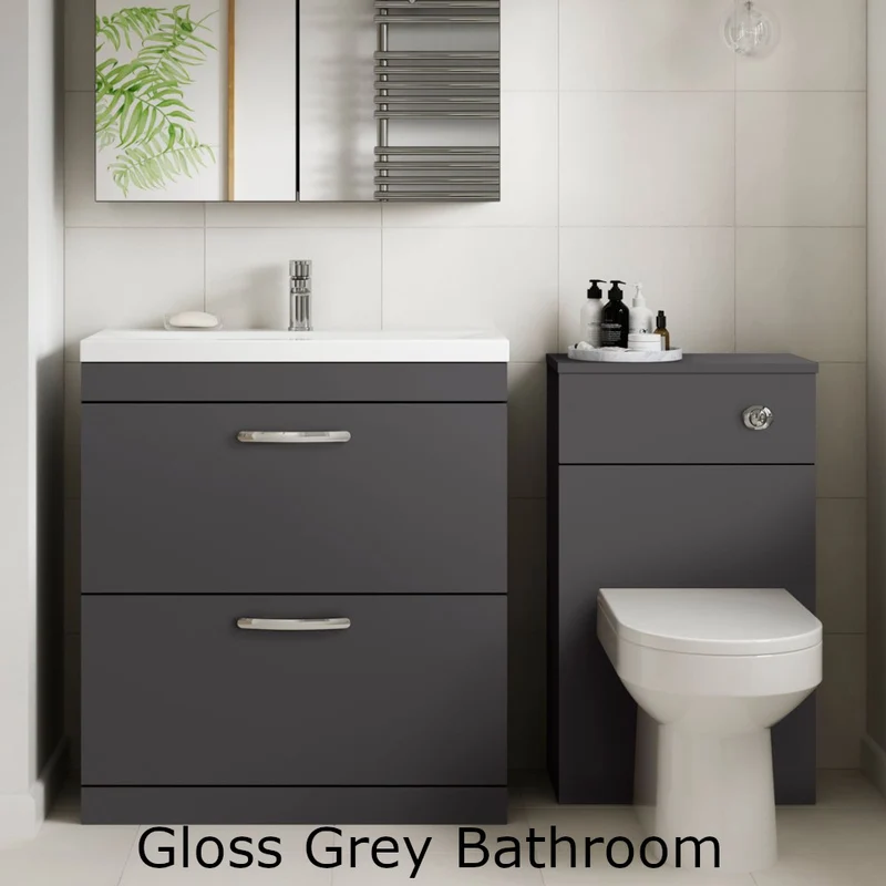 Cape 500mm Wall Hung Single Drawer Vanity Unit & Minimalist Basin - Gloss Grey