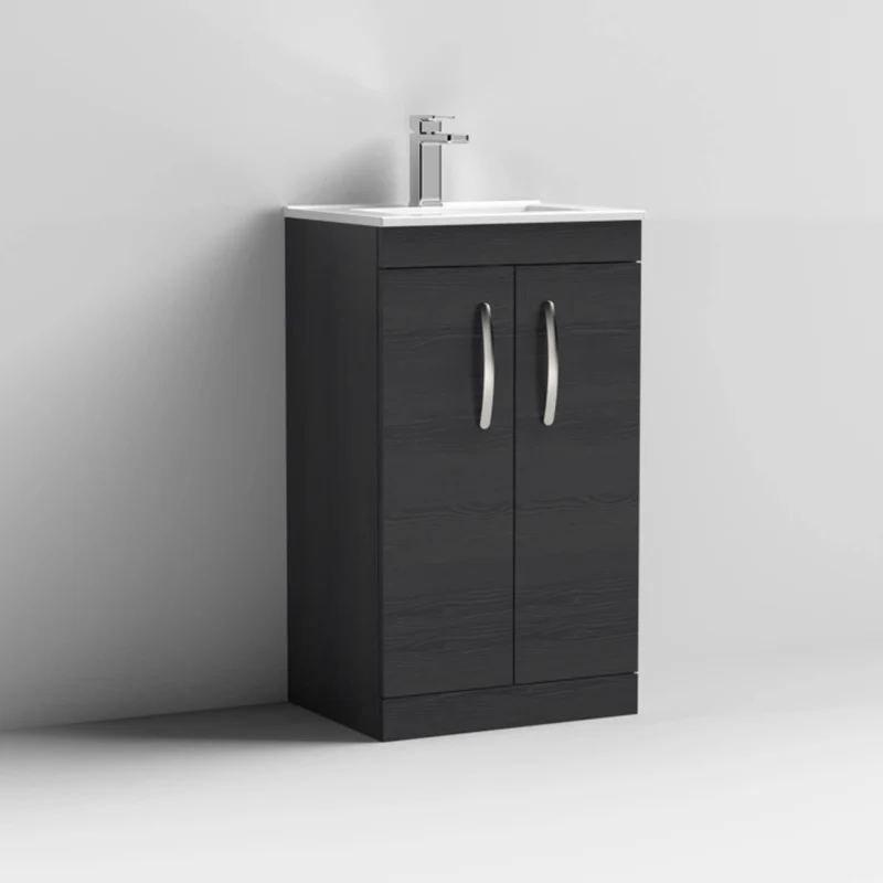 Cape 500mm Floor Standing 2 Door Vanity Unit & Minimalist Basin - Charcoal Black