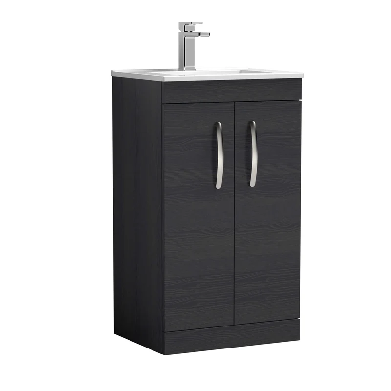 Cape 500mm Floor Standing 2 Door Vanity Unit & Minimalist Basin - Charcoal Black