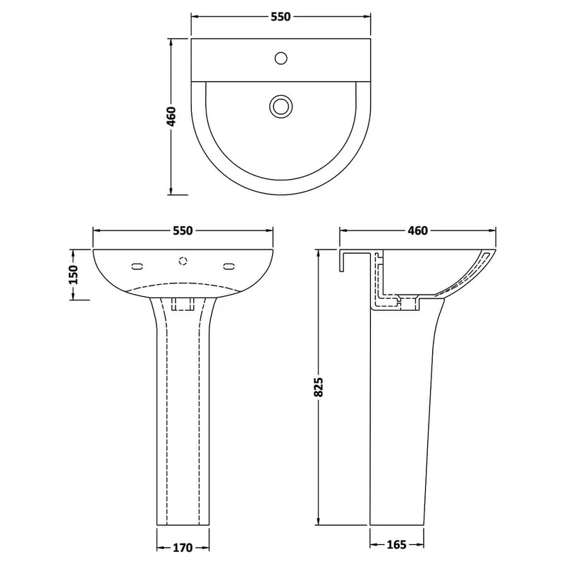 Lana 550mm Basin & Full Pedestal