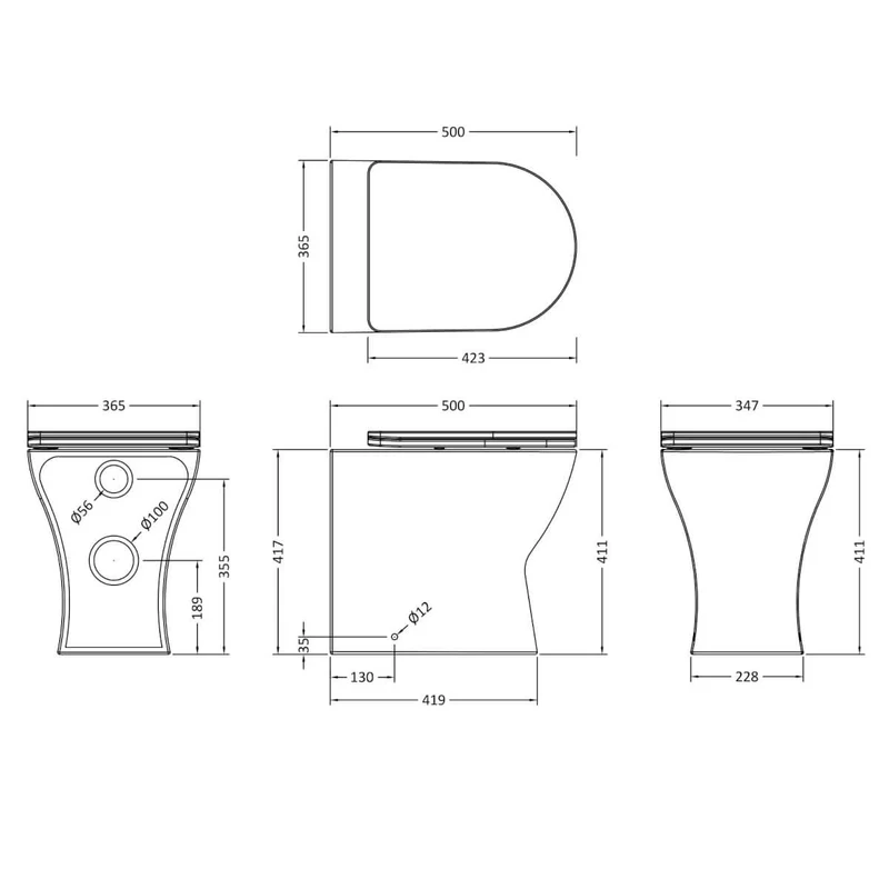 Lana Rimless Back To Wall Toilet & Soft Close Seat