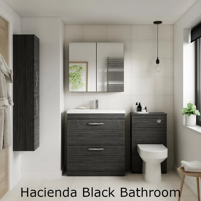 Cape 800mm Wall Hung 2 Drawer Vanity Unit & Thin Edge Basin - Charcoal Black