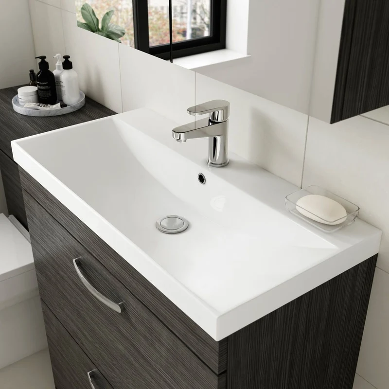 Cape 800mm Floor Standing 2 Drawer Vanity Unit & Thin Edge Basin - Gloss White