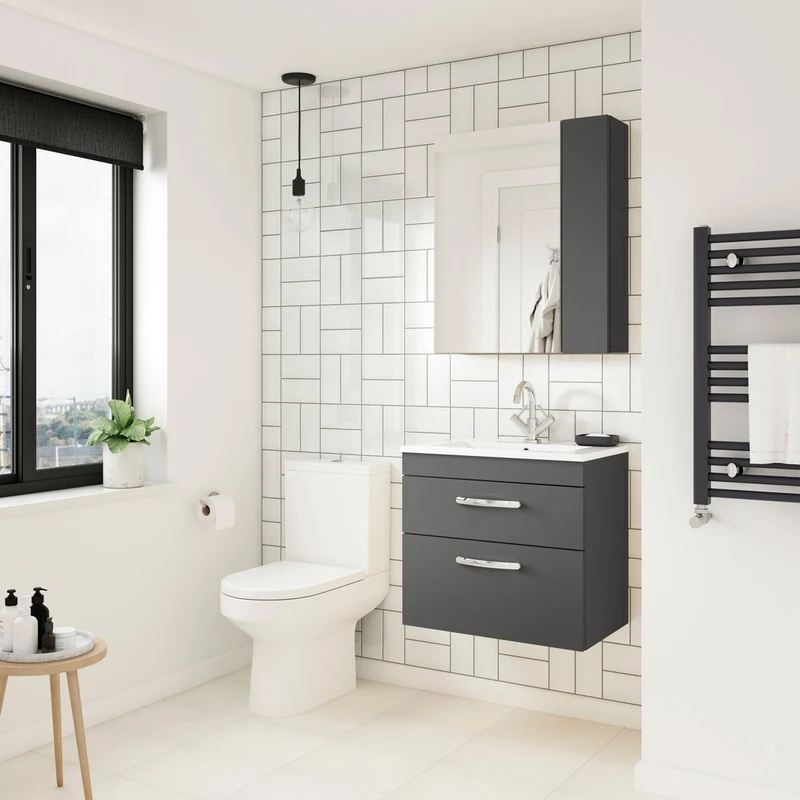 Nuie Athena 600mm Mirror Unit (75/25) Contemporary Gloss Grey MFC Painted Gloss 713x600x162mm