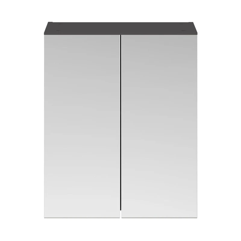 Nuie Athena 600mm Mirror Unit (50/50) Contemporary Gloss Grey MFC Painted Gloss 713x600x162mm