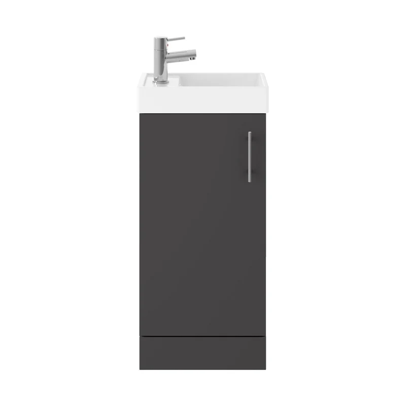Nuie Vault 400mm Floor Standing Vanity & Basin Contemporary Gloss Grey MFC Gloss 861x405x222mm