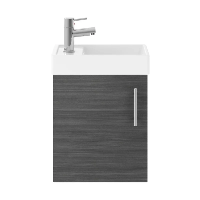 Nuie Vault 400mm Wall Hung Vanity & Basin Contemporary Anthracite Woodgrain MFC Textured Matt 520x405x222mm