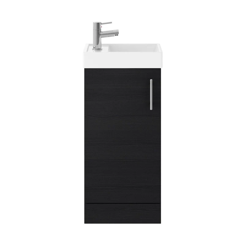 Nuie Vault 400mm Floor Standing Vanity & Basin Contemporary Charcoal Black MFC Textured Matt 861x405x222mm