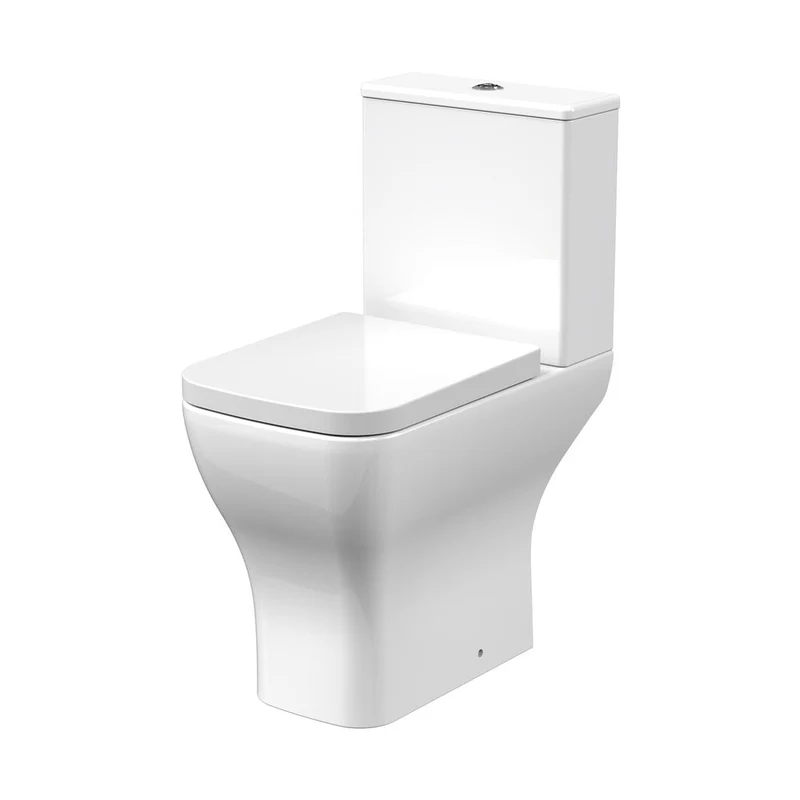 Nuie Ava Comfort Height Pan, Cistern & Seat Contemporary White Vitreous China 854x385x610mm