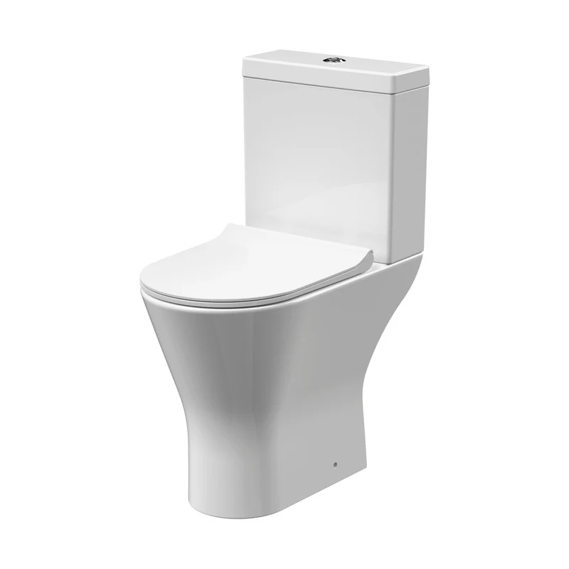 Nuie Freya Comfort Height Rimless Pan, Cistern & Seat Contemporary White Vitreous China 845x380x605mm