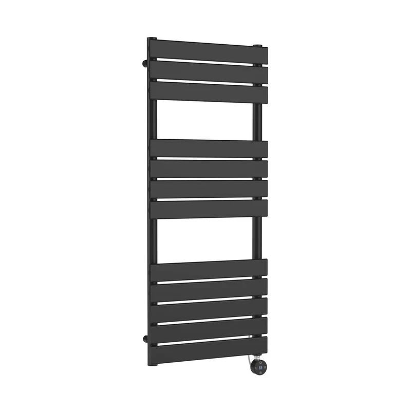 Nuie Electric Flat Panel Towel Rails Square Flat Towel Radiator 1213x500 Contemporary Anthracite Steel 1213x500x30mm