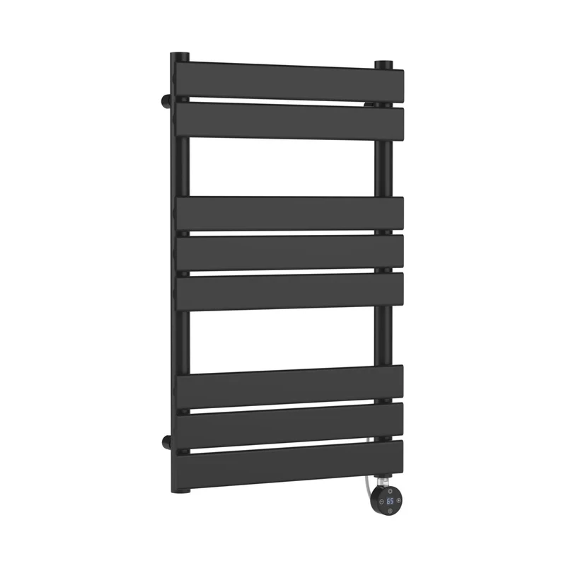 Nuie Electric Flat Panel Towel Rails Square Flat Towel Radiator 840x500 Contemporary Anthracite Steel 840x500x30mm