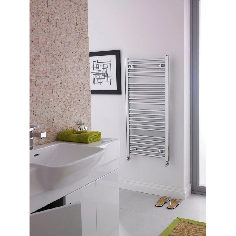 Nuie Straight Ladder Rail Contemporary Chrome Steel 1150x500x30mm