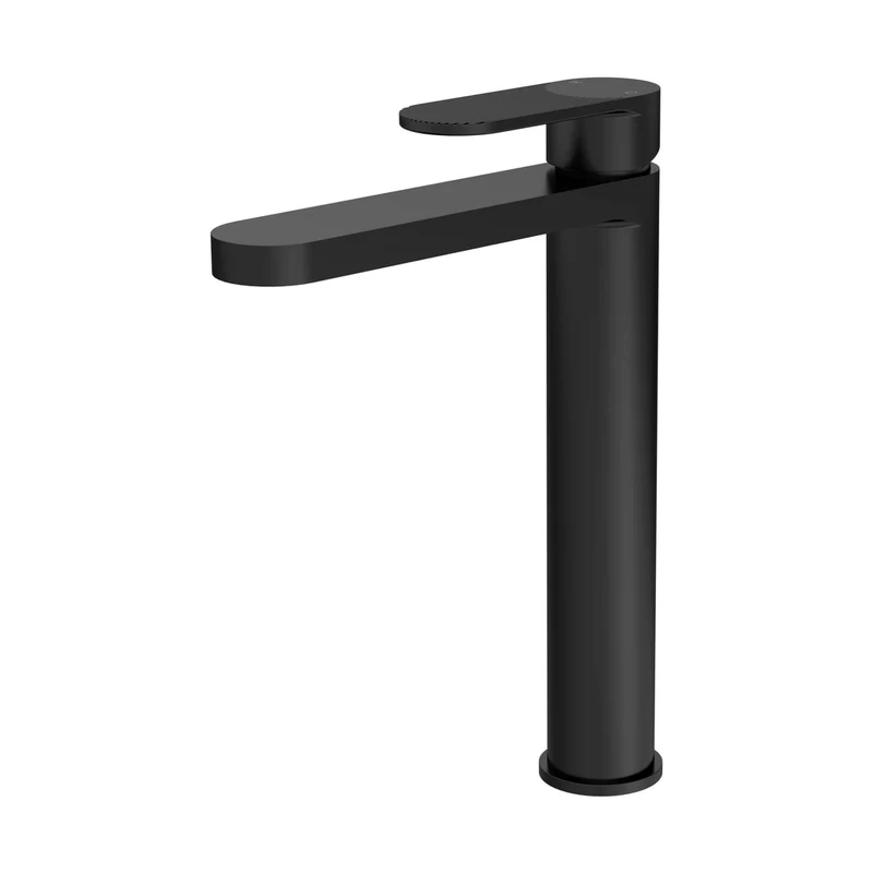 Nuie Cyprus High Rise Mono Basin Mixer Contemporary Matt Black Brass 290x52x190mm