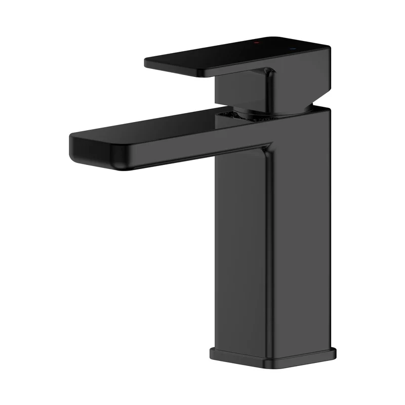 Nuie Windon Mono Basin Mixer With Push Button Waste Contemporary Matt Black Brass,plastic 160x50x152mm