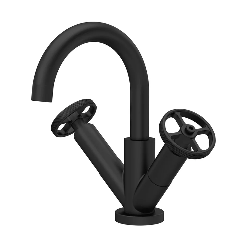 Nuie Revolution Mono Basin Mixer Contemporary Matt Black Brass 217x230x175mm