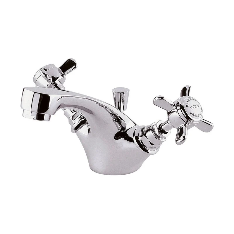 Nuie Beaumont Mono Basin Mixer Traditional Chrome Brass 105x50x155mm