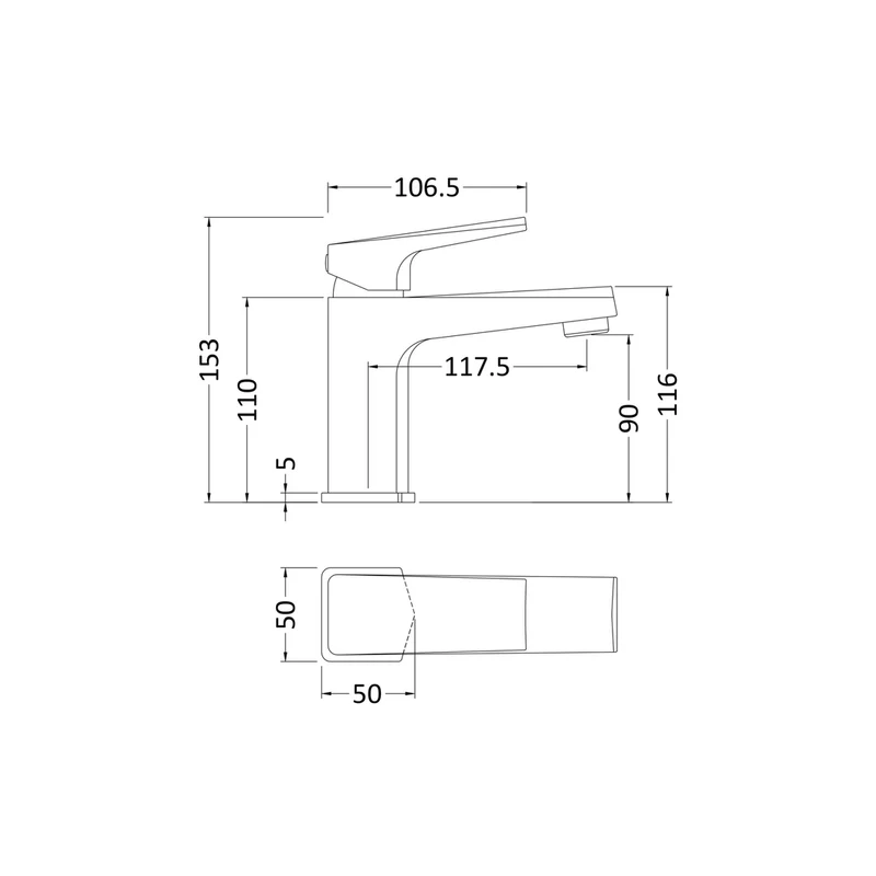 Nuie Hardy Mono Basin Mixer Contemporary Chrome Brass,plastic 153x50x155mm