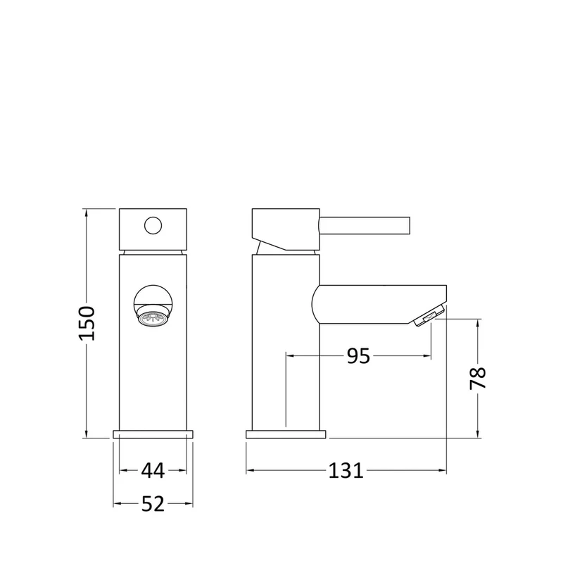 Nuie Series Two Mono Basin Mixer Contemporary Chrome Brass,plastic 150x52x131mm