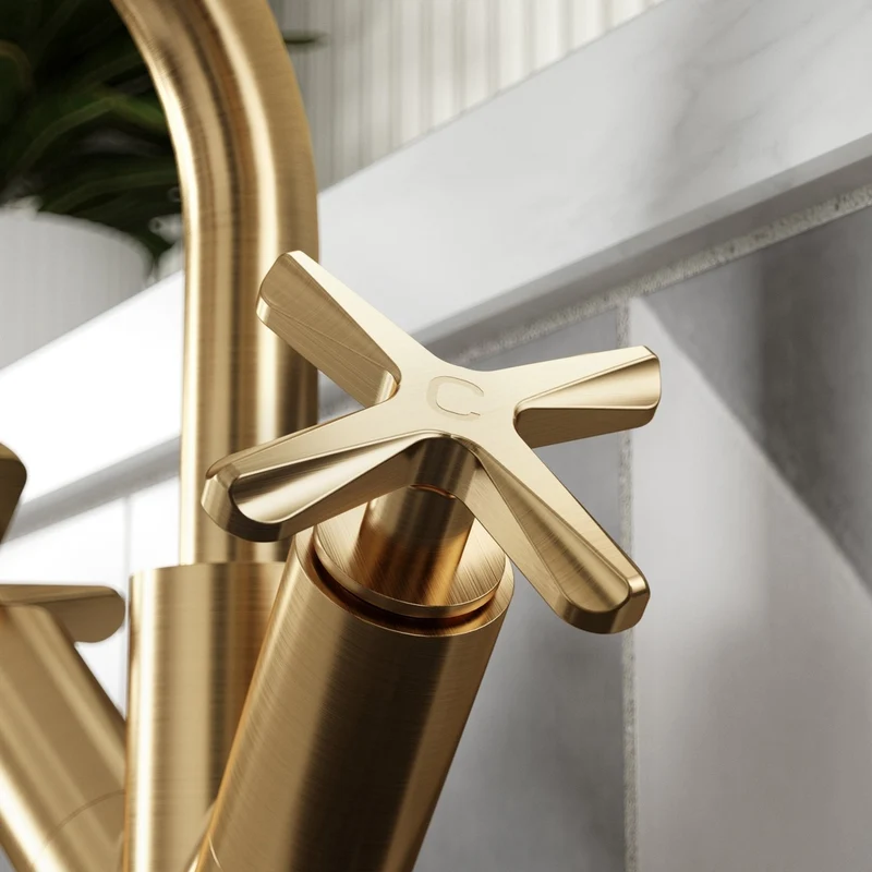 Nuie Aztec Mono Basin Mixer Contemporary Brushed Brass Brass 217x230x175mm